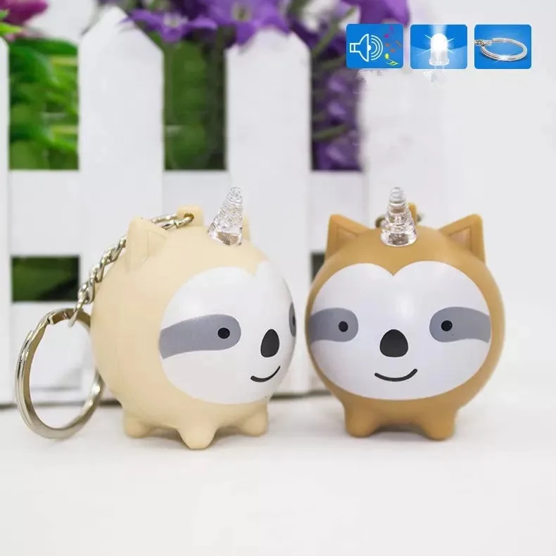 

Cartoon One-horned slot LED Keychain with Sound,Flashlight Children Kid toys gift Animal horn sloths Keyring bag key pendant