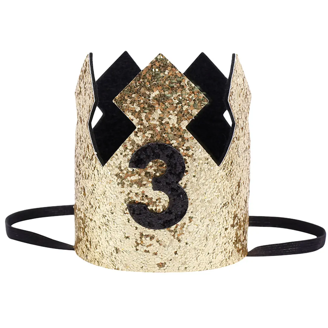 1 шт счастливые шляпы для вечеринки по случаю Дня рождения декоративная крышка один день рождения шляпа Принцесса Корона 1-й 2-й 3-й год номер детские аксессуары для волос - Цвет: black 3