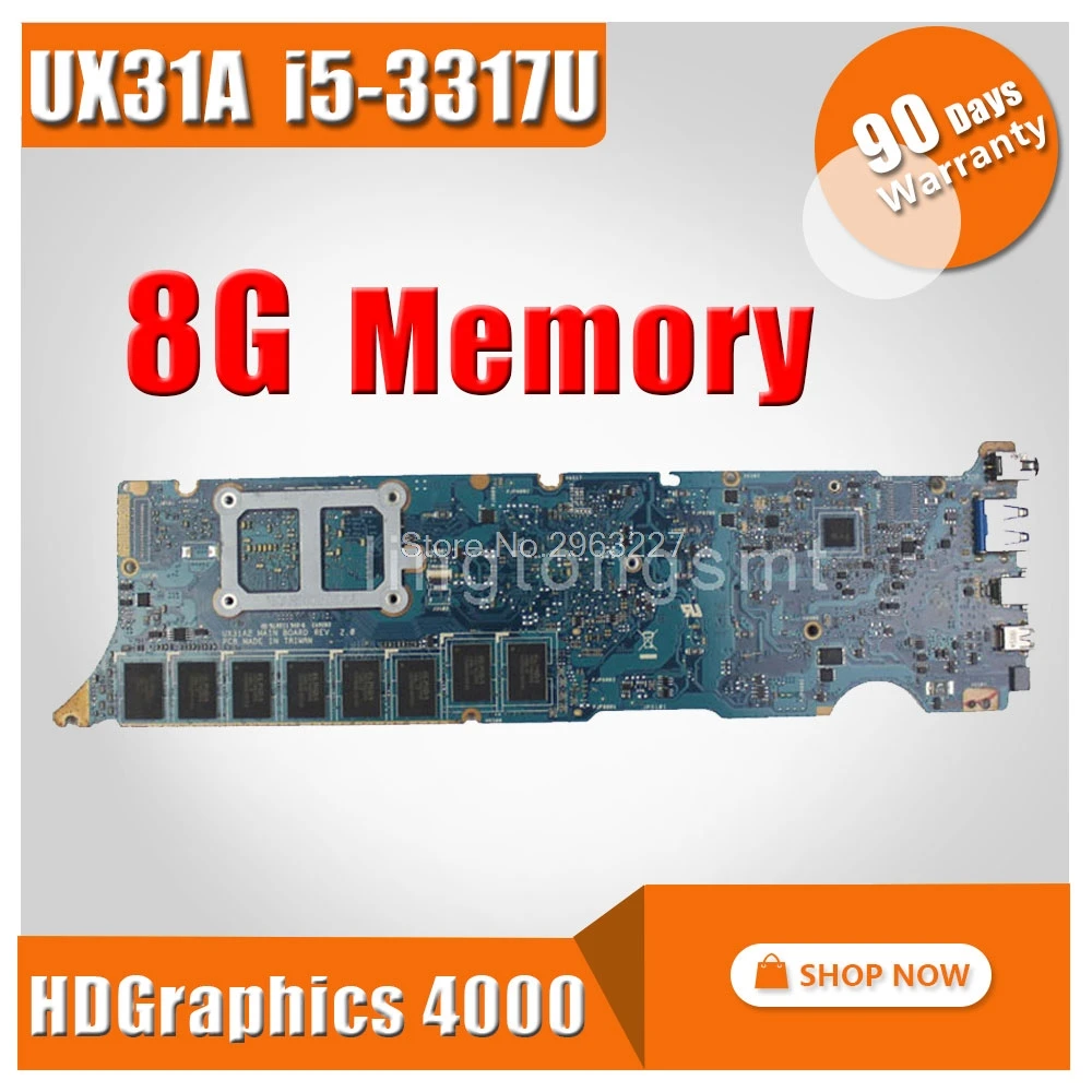 الأصلي ل ASUS اللمس شاشة UX31A اللوحة المحمول UX31A2 REV4.1 اللوحة المعالج i5-3317 8G الذاكرة ZenBook 100% اختبار