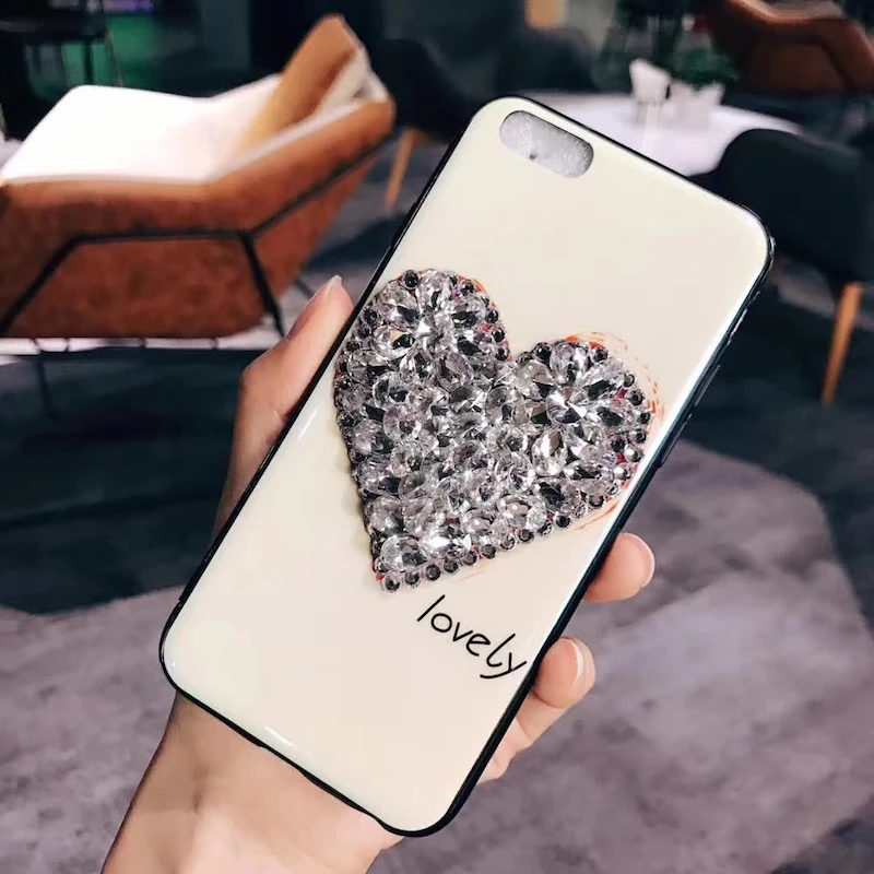 DIY горный хрусталь Бриллиантовое сердце Blu Ray мягкий чехол для телефона iPhone 6 6s 7 8