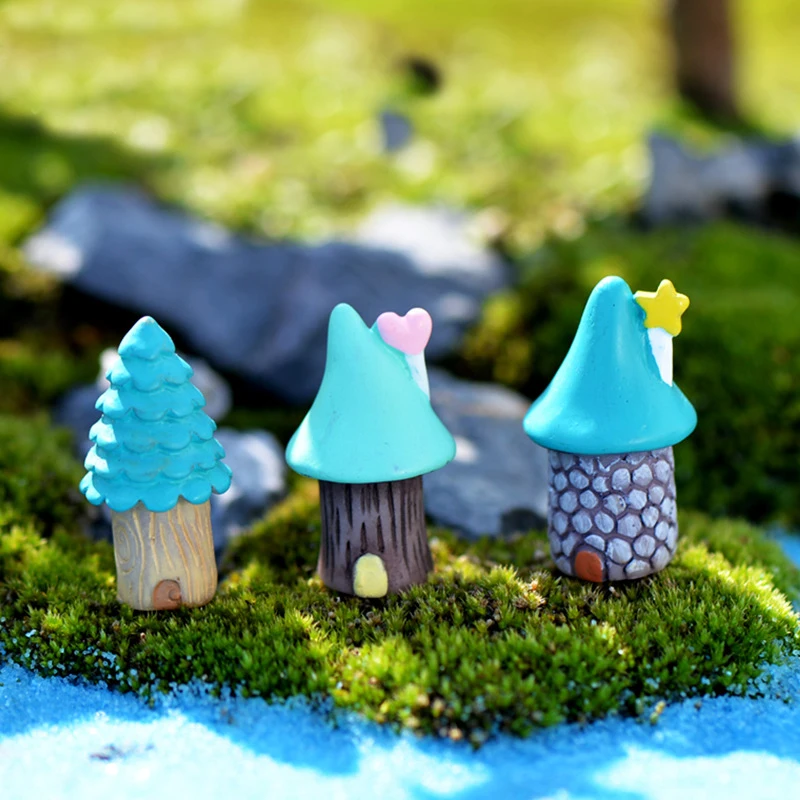 5PCS Cute Mini Resin House Miniature House Fairy Garden Miniatures Micro Cottage Landscape Decoration for DIY Resin Crafts