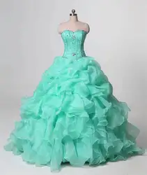 Bealegantom 2018 Mint Пышное Платье бальное платье Кристаллы вышивка на шнуровке Vestido De дебютантка Сладкие 16 вечерние платье QA1463