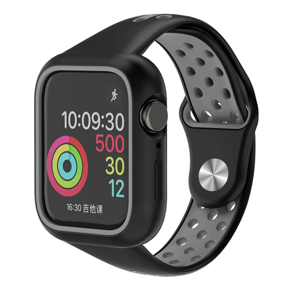 black grey Защитный чехол EIMO для apple watch band iwatch 5 4 полосы 44 мм 40 мм i ремешок для часов браслет силиконовый антиосенний чехол Аксессуары - Цвет ремешка: black grey