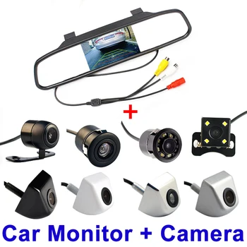 

Car Monitor 4.3" Display+Car Rear View Camera Auto Parking System 4.3 Inch HD Car Mirror Screen Waterproof Rear View