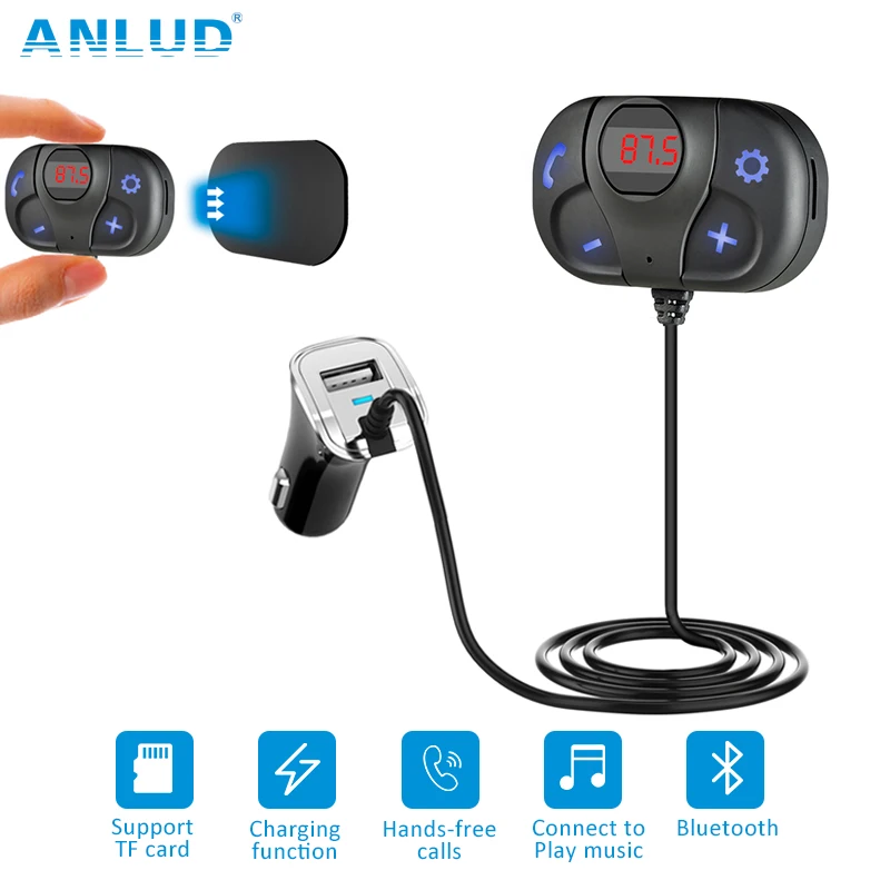 

ANLUD Wireless Bluetooth Car Kit FM Transmitter Modulator Handsfree Audio Music Player USB Car Charger Bluetooth FM Transmitter