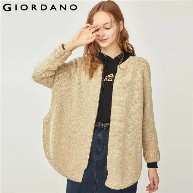Giordano Women Cardigan Women Sweater Thick Rounded Hem 3 Giordano Women Cardigan Women Sweater Thick Rounded Hem 3