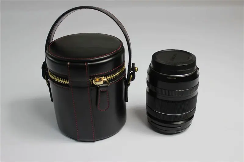 Черный/кофейный кожаный чехол для объектива камеры Сумка для DSLR Nikon Canon sony Защитная сумка для объектива - Цвет: Black S Size