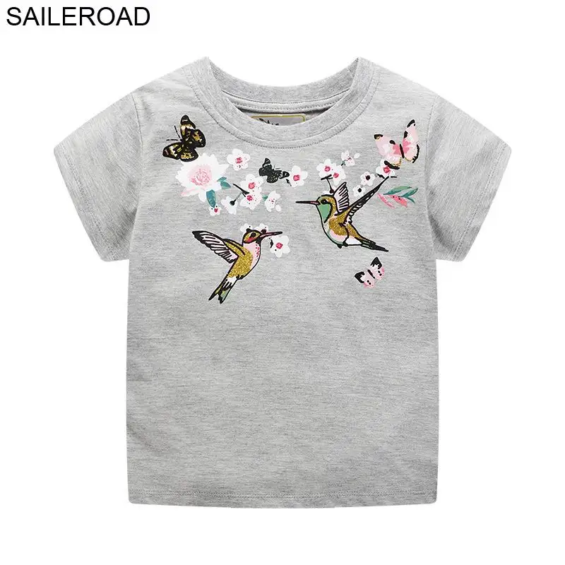 SAILEROAD/модная футболка с овечкой для маленьких девочек; детские летние футболки с героями мультфильмов; хлопковая одежда с короткими рукавами для маленьких детей - Цвет: 6117