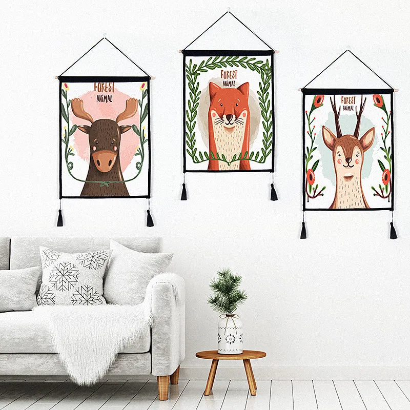 Creative Hanging Painting for Room Wall Decoration Cartoon Animals Elk