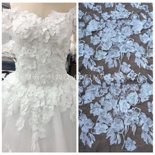 La Belleza 1 ярд Белый 3D Цветы Мода свадьба/evinging платье кружевная ткань