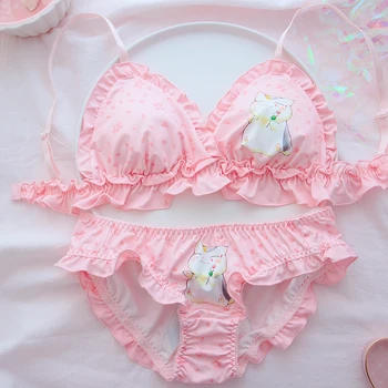 

The Cat the teacher bra lolita secondary student Japanese soft sister express girl without rims underwear suits for