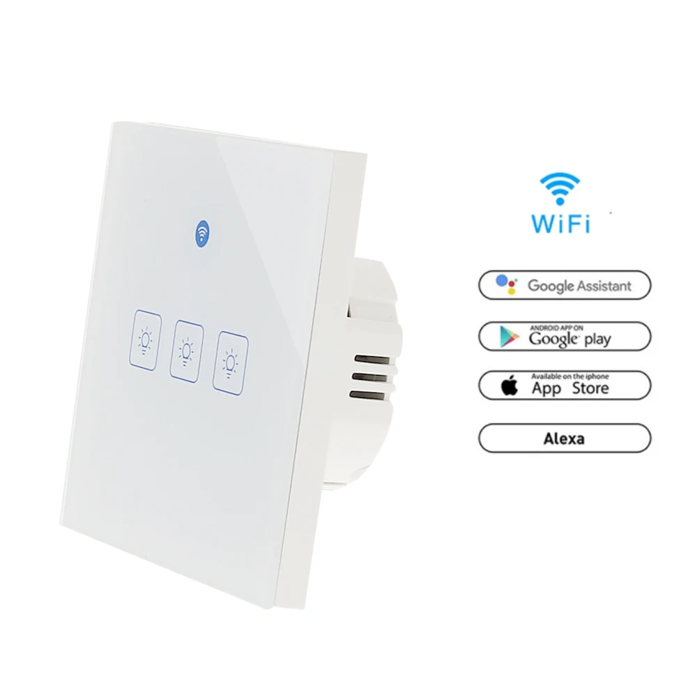 

T1 Smart WiFi RF/APP/Touch Control Wall Light Switch 1/2/3 Gang 86 Type EU Panel Wall Touch Light Switch Smart Home 110V 220V
