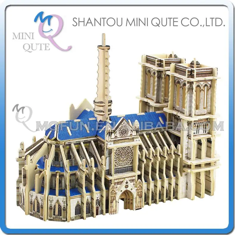 Mini Qute 3D Wooden Puzzle Notre Dame de Paris architecture famous building Adult kids model educational toy gift NO.JZ802 | Игрушки и