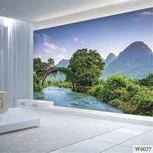 Пользовательские 3D печати ткани и текстильные обои для фотообои пейзаж матовый шелк для гостиной мост крик Природный фон