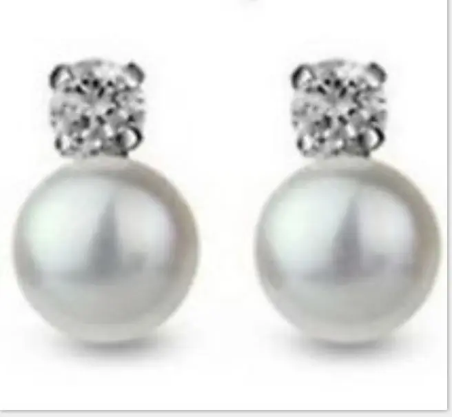 

charming AAA10-11MM ROUND SOUTH SEA WHITE PEARL EARRING
