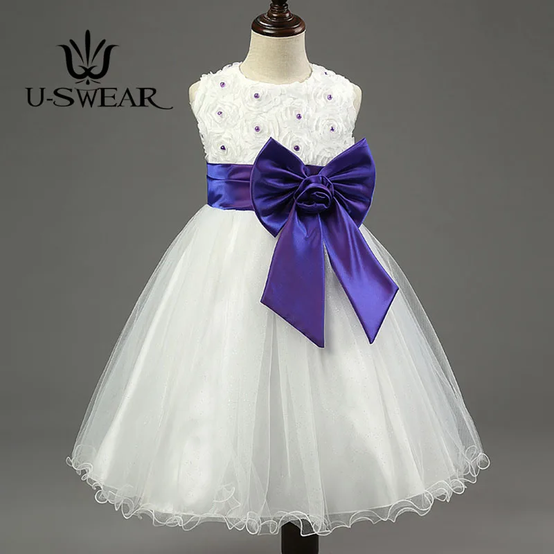 U-SWEAR 2019 Новое поступление детские для девочек в цветочек платья кружевной цветок o-образным вырезом без рукавов жемчуг бисером шифоновое