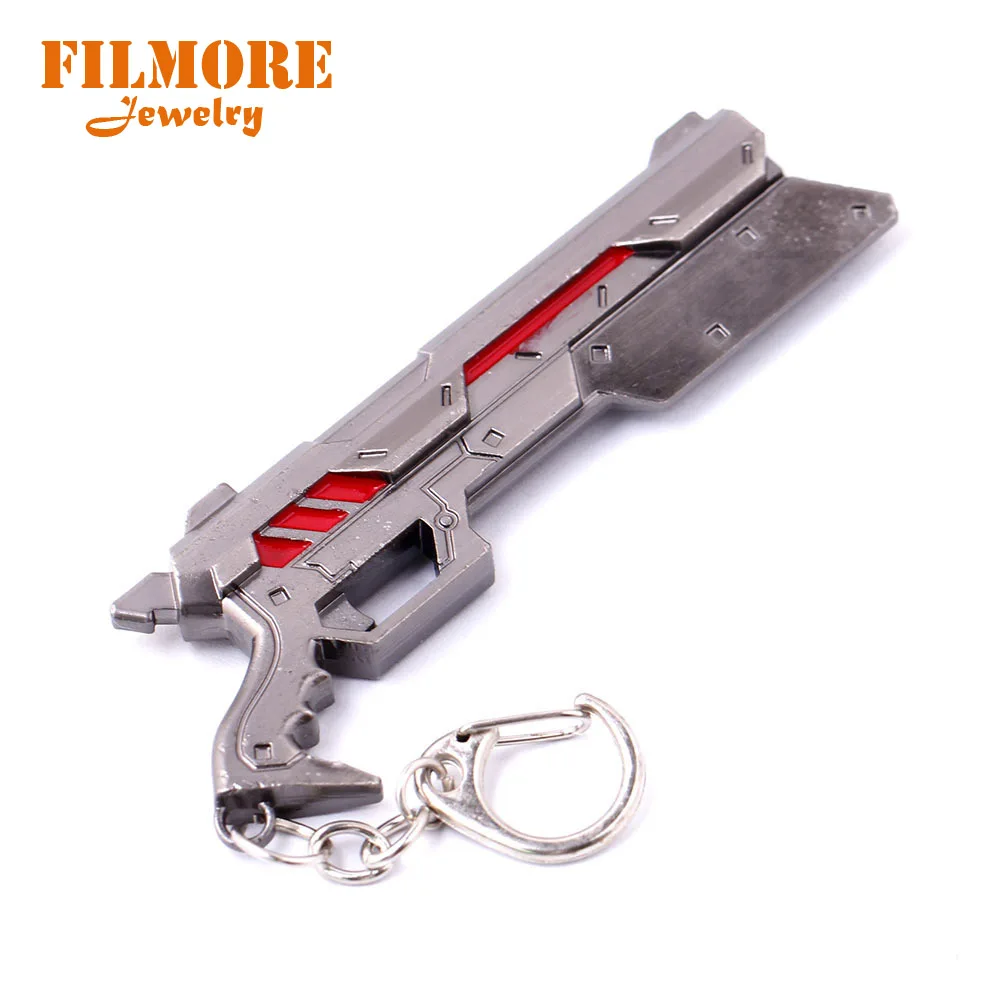 

League of Legends LoL Lucian Obama Weapon Keychain Ray Source Plan Metal 10 CM Mini Gun Key Chain Holder Pendant Porte Clef