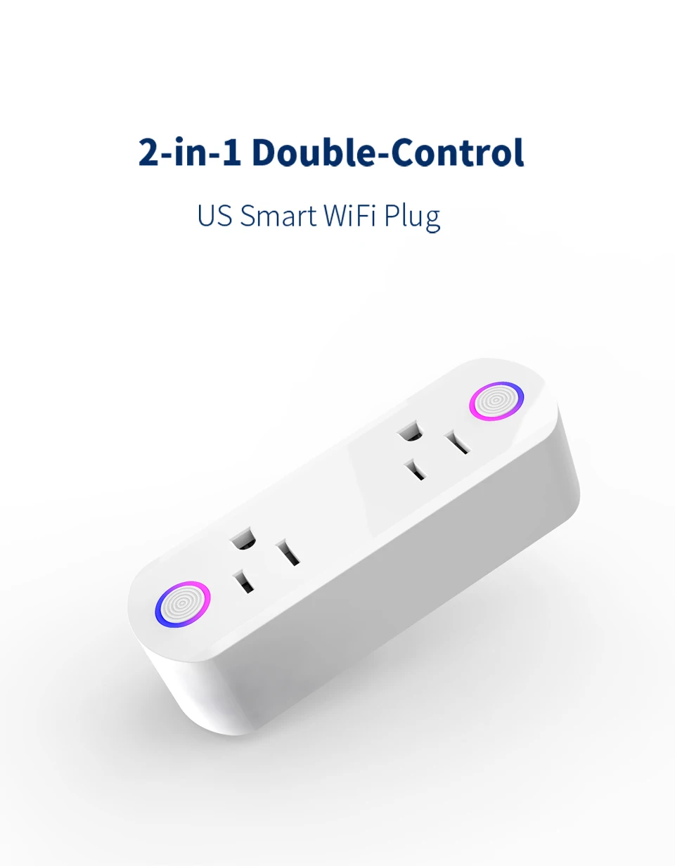Wifi Smart Plug 15A 2 в 1 двойной выход с дистанционным управлением розетка для мониторинга энергии совместима с Alexa Echo/Google Home/IFTTT