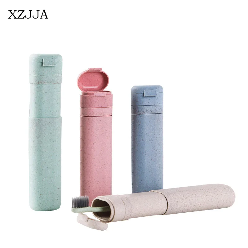 

XZJJA 1PCS Wheat Straw Creative Portable Travel Toothbrush Box Household Bathroom Retractable Toothbrush Toothpaste Storage Box