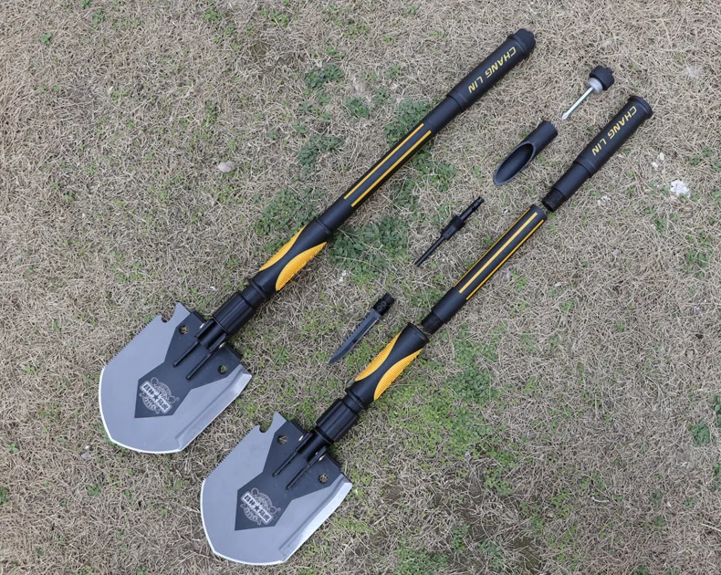 CHANGLIN Multifunctional Camping Shove Military Portable Folding Survival Spade Trowel Dibble Pick Emergency Garden Outdoor Tool