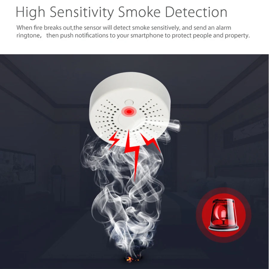 Умный Wi-Fi датчик температуры пожарного дыма беспроводной детектор температуры дыма Автоматизация домашняя система охранной сигнализации Smart life