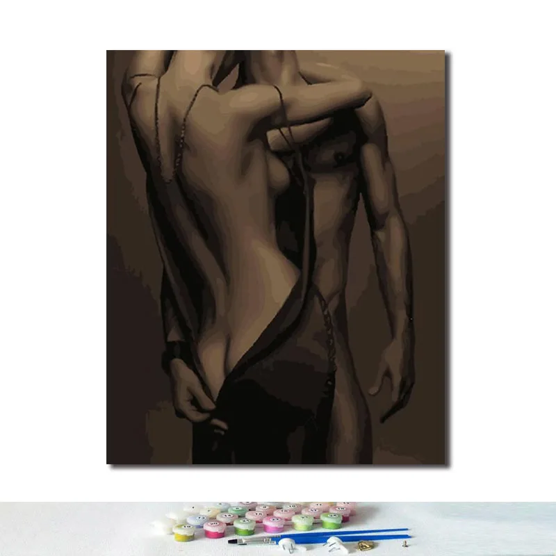 Краска по номеру художественная живопись по номерам европейский и американский стиль человеческие обнаженные поцелуи объятия картина в стиле Арт Деко - Цвет: 6925