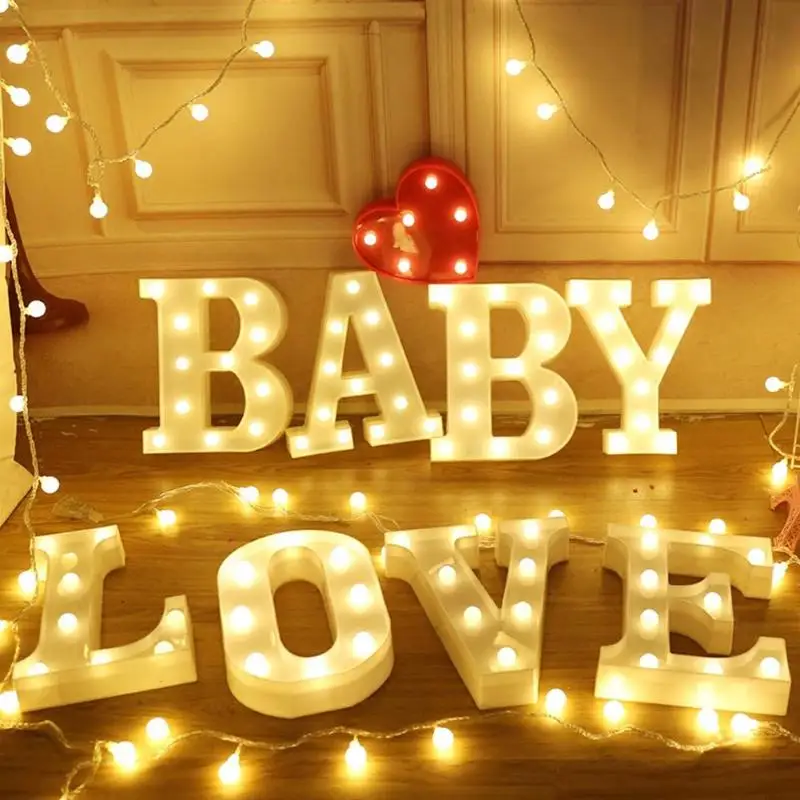 3D Luminous Letter Night Light Home Bedside Lamp Romantic Wedding Party Decoration Light Children Bedroom Decoration 22CM