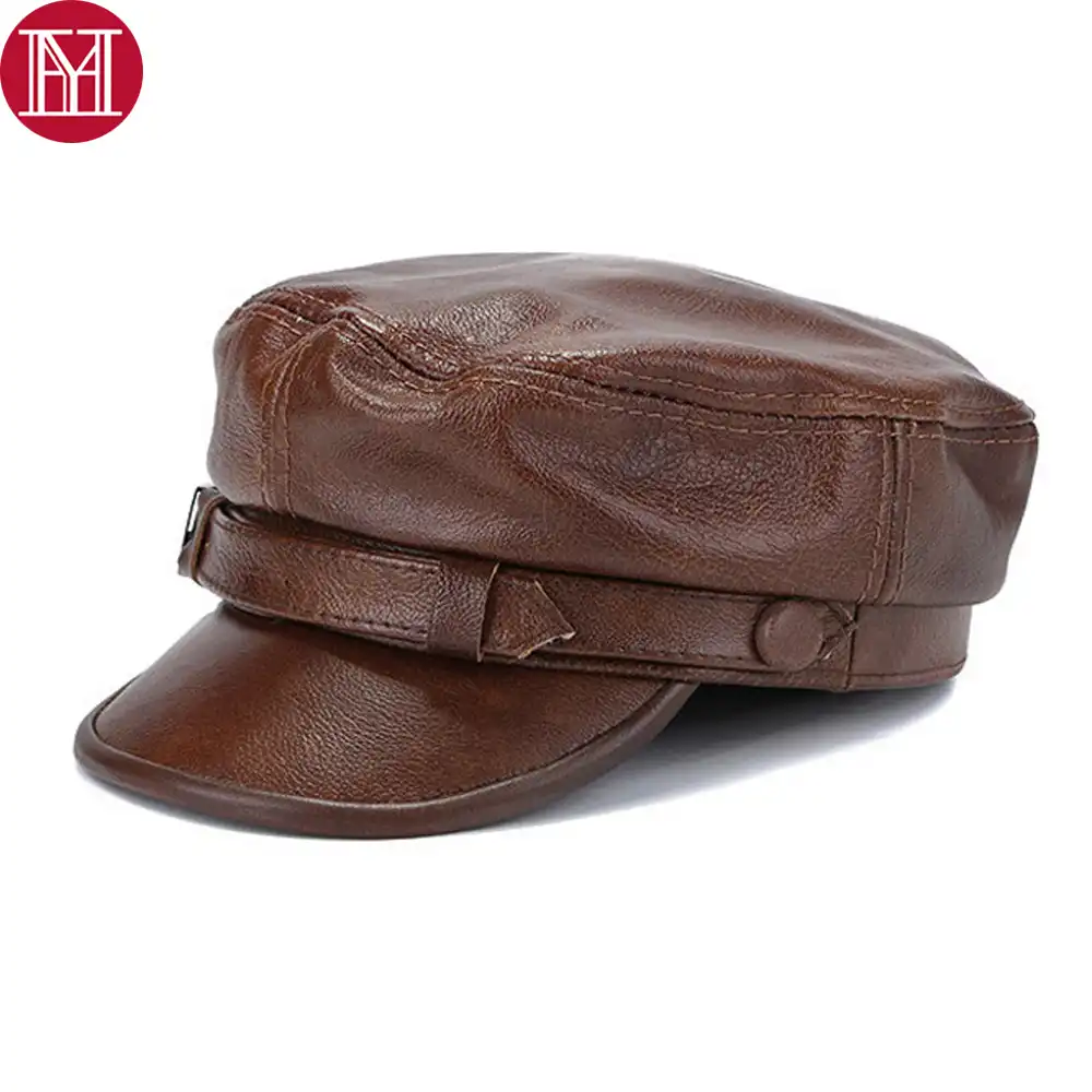 Cuir véritable Simple Hommes Casquette De Baseball Extérieur Ajusté Loisirs Chapeau Z001