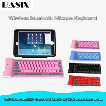 

Basix Bluetooth Wireless Keyboard Mini Keyboard Folding Waterproof Universal soft Silicone keypad for Ipad Smart Phone keyboard