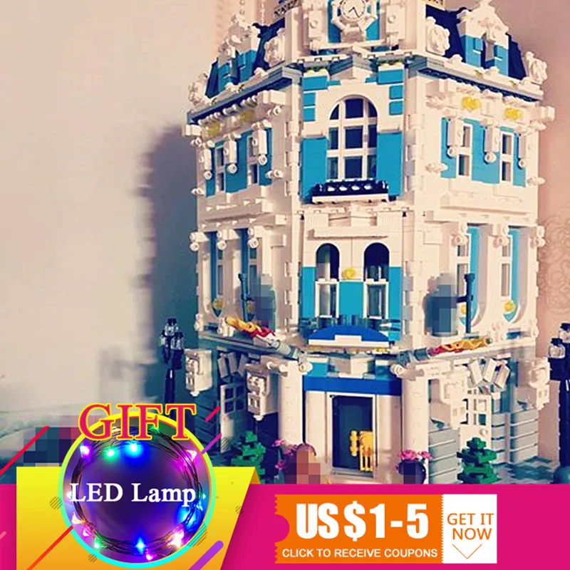 

15018 3196pcs City Series The Sunshine Hotel Set Building Blocks Educational Toys DIY Children Gift