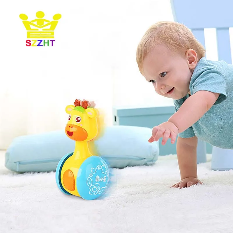 Baby Crawling Appease Dolls Rattles Toys Deer Cartoon Slide Tumbler
