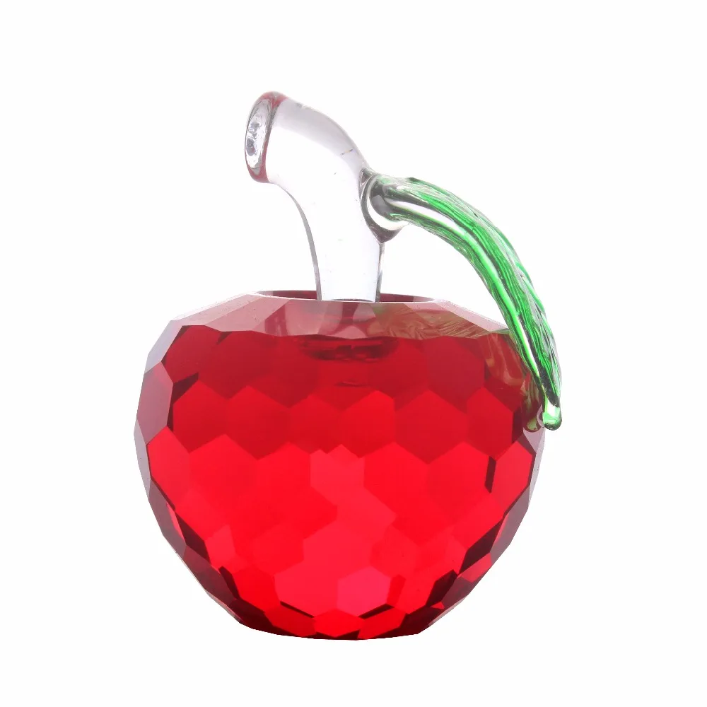 40mm Shinning Cut Crystal Apple Paperweight Glass Paperweight Gifts Art