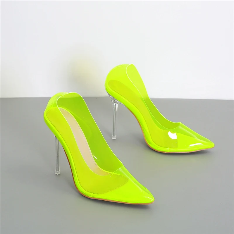 Элегантные модные женские туфли на высоком каблуке 10 см; ярко-желтое блестящее платье для выпускного вечера; туфли-лодочки; женские пикантные туфли на каблуках с блестками и шрафтами