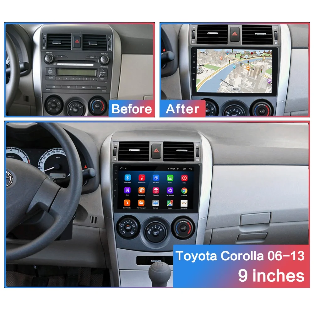 2G+ 32G " 2din Android 8,1 GO автомобильный dvd-плеер для Toyota Corolla E140/150 2006-2013 автомобильный Радио gps навигация wifi плеер