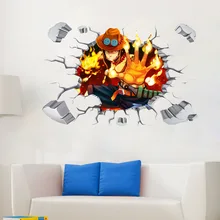 Новый 60*90 см ПВХ Прозрачный 3D Стены Наклейки Один Кусок Пламени ace летать diy плакат дети номера живопись для дома декоративными стикер