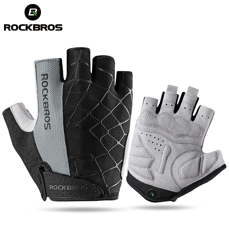 ROCKBROS الدراجات قفازات نصف الاصبع صدمات ارتداء مقاومة تنفس MTB الطريق دراجة قفازات الرجال النساء الرياضة الدراجة المعدات