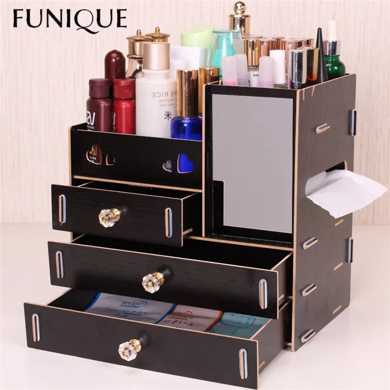 

FUNIQUE DIY Wooden Storage Box Jewelry Packaging & Display Container Wood Drawer Organizer Jewelry Box Storage Organizer Box