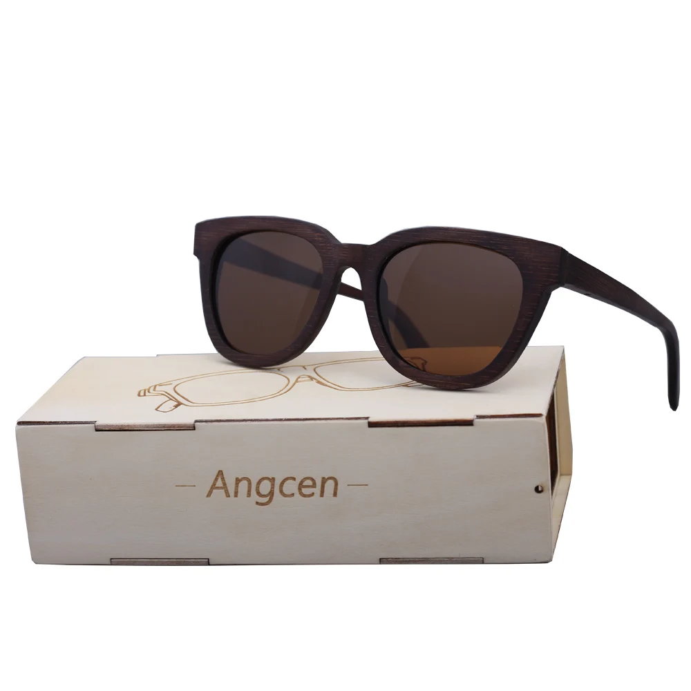 Angcen Новые популярные модные мужские и женские брендовые дизайнерские очки бамбуковые солнцезащитные очки винтажная деревянная рамка ручной работы поляризованные очки - Цвет линз: Brown