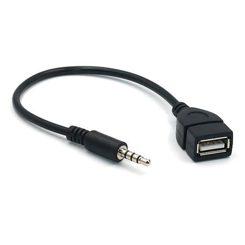 Черный 3 5 мм Мужской аудио AUX разъем для USB 2 0 Тип A Женский Адаптер конвертера OTG