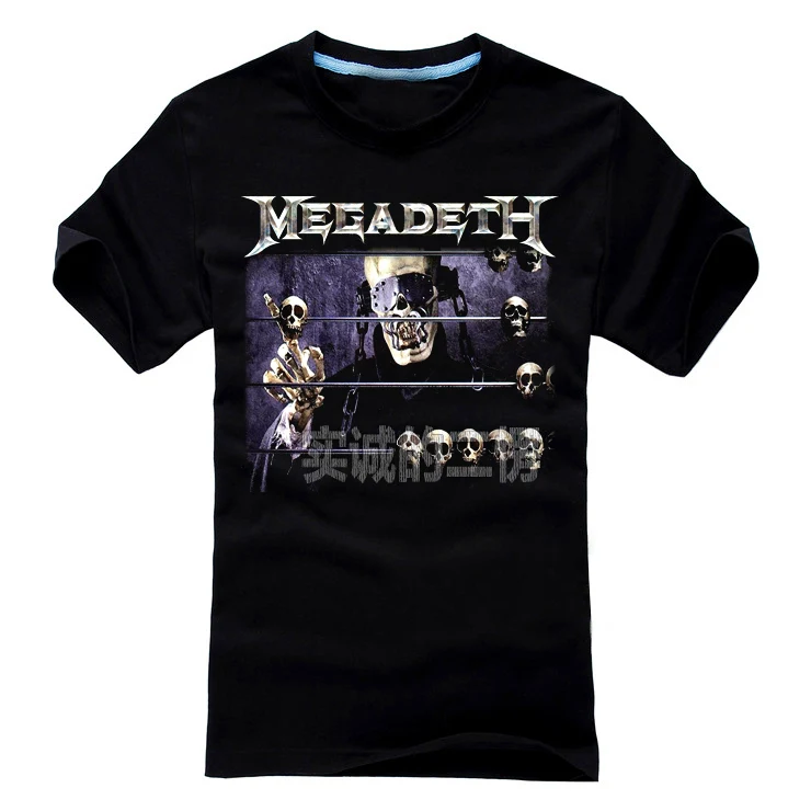 Новая мода трэш-металл Megadeth рок-группы бренд Мужчины Рубашка 3D высокое качество горячей череп элементы фитнес Хардрок тяжелые хлопок 04
