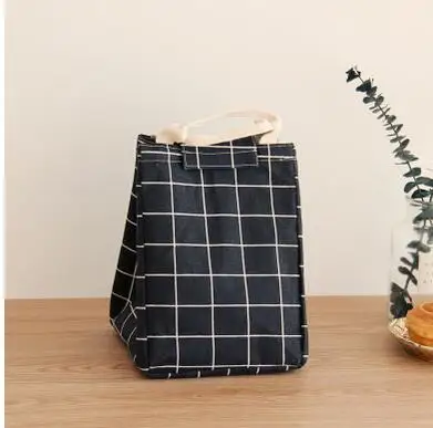 Простая Сумка-тоут для обеда, большая переносная водонепроницаемая сумка для обеда - Цвет: Черный