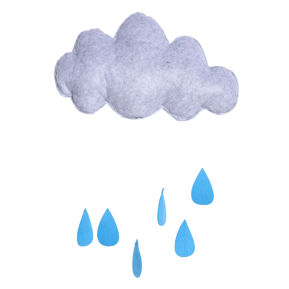 Clouds And Raindrop Design Fabric Silk Wadding Removable Nursery