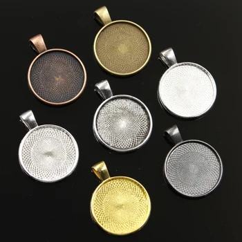 

7Colors New Fashion 10pcs 25mm Inner Size Bronze Silver Color Gold Classic Simple Style Cabochon Base Setting Charms Pendant