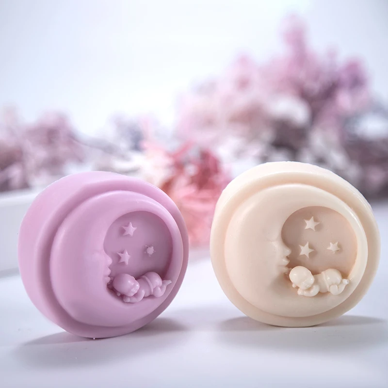 

Round Moon Baby Handmade Soap Silicone Mould Candle Mold Fondant Cake Chocolate Decorating
