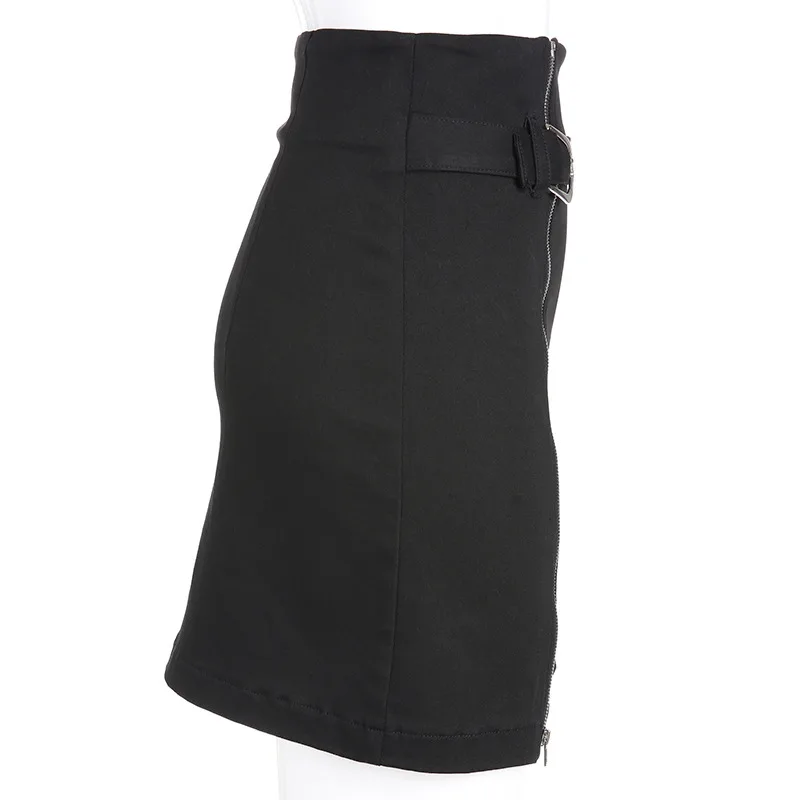 Высокая талия готическая юбка на молнии рок пряжки женская Повседневная мини-юбка женская s Готическая уличная одежда