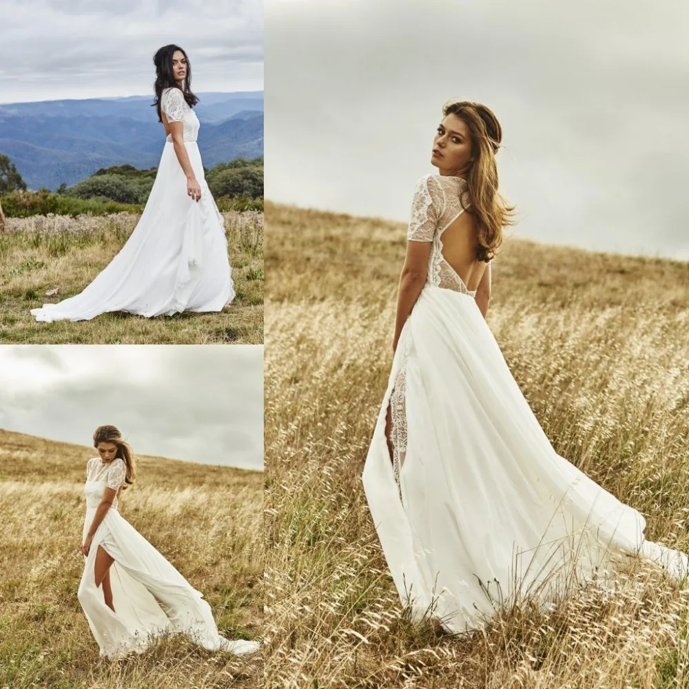 Wedding Bohemian Wedding Dress popular short bohemian wedding dresses buy cheap stunning 2016 beach dress sleeve lace vestidos de novia side split summer wedding