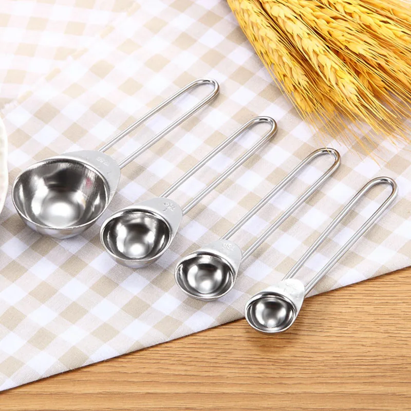 Stainless Steel Measuring Cup Kitchen Scale Measuring Spoons Scoop For Baking Cooking Teaspoons Sugar Coffee Tools Set