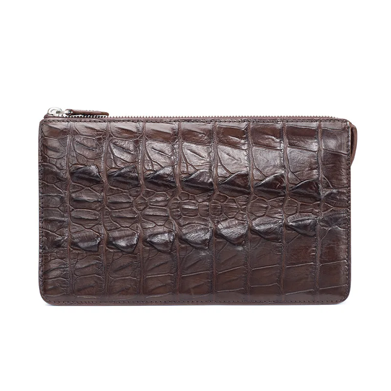 authentic Thai crocodile skin men's handbag leisure business zipper double-sided crocodile tail bone handbag grab bag