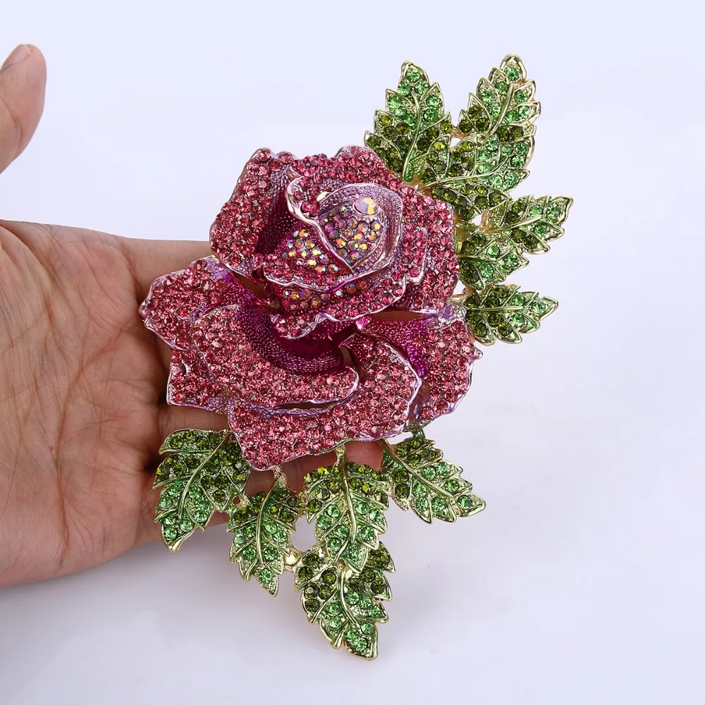 Bella Fashion Gorgeous Rose Flower Brooch Pins Austrian Crystal Rhinestone Brooches For Women Accessory Party Daily Jewelry Gift Bella Fashion Gorgeous Rose Flower Brooch Pins Austrian Crystal Rhinestone Brooches For Women Accessory Party Daily Jewelry Gift