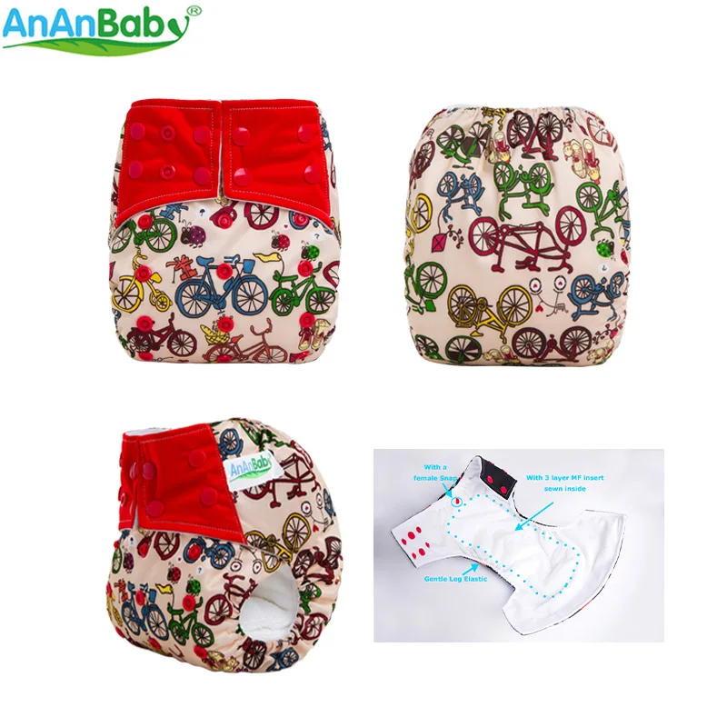 Ananbaby дизайн! Экологичная ткань Подгузники Детские Многоразовые детские подгузники